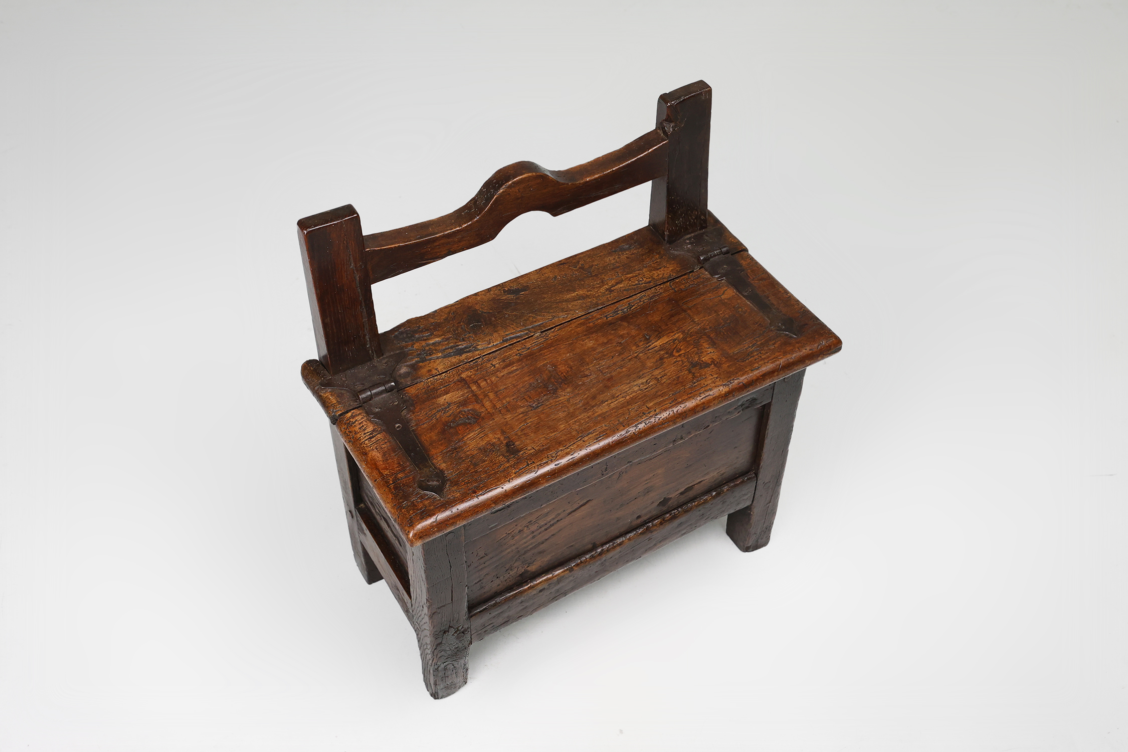 16th Century French wooden stool with storage and nice patinathumbnail